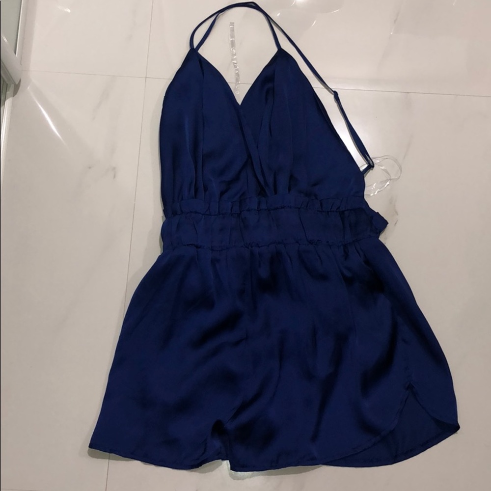 Royal blue silk romper